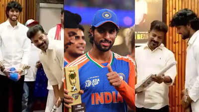 Asia Cup: Tilak Varma honoured by Telangana CM Revanth Reddy, presents bat to Chief Minister | Cricket News Asia Cup: Tilak Varma honoured by Telangana CM Revanth Reddy, presents bat to Chief Minister | Cricket News