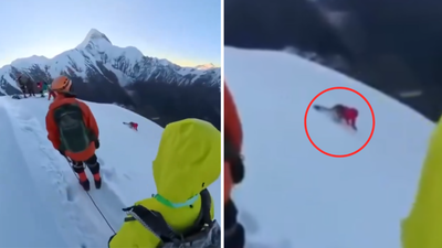 Watch: Trying to take selfie, man falls 200 metres from mountain in China; dies Watch: Trying to take selfie, man falls 200 metres from mountain in China; dies