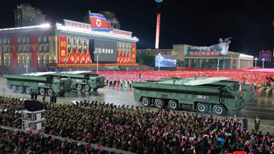 North Korea displays long-range missile at parade North Korea displays long-range missile at parade
