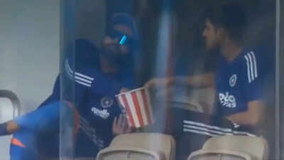Rohit Sharma and Shubman Gill caught munching popcorn during rain delay – WATCH | Cricket News