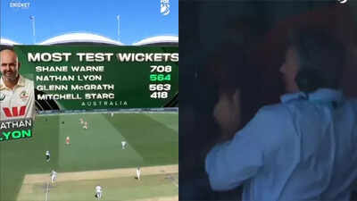 Watch: McGrath ‘pretends’ to throw a chair as Nathan Lyon spins past him on Test wicket-takers list | Cricket News