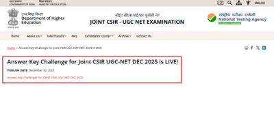 CSIR NET answer key 2025 for December session released: Direct link, objection details here