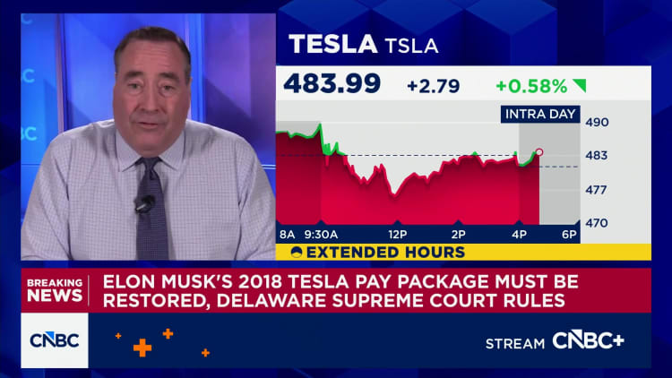 Musk’s 2018 Tesla pay package must be restored, Delaware court rules