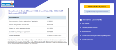 Bank of India recruitment 2025-26: Registration window closes tomorrow for 514 Credit Officer posts; direct link to apply here