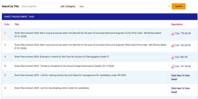 DDA releases provisional select list for Assistant Executive Engineer posts under 2025 recruitment