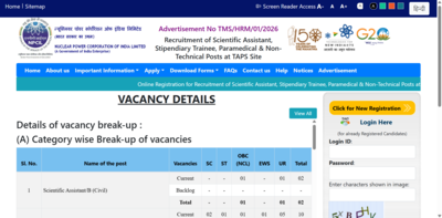 NPCIL recruitment 2026: Registration window opens for 114 technical and administrative posts; direct link to apply here