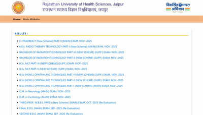 RUHS Result: Rajasthan Health University D Pharmacy, M.Sc., B.Sc., Ophthalmic Techniques and DM results 2025 out at ruhsraj.org.in; download here