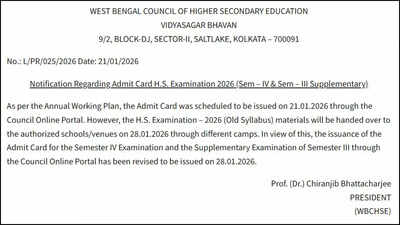 WBCHSE Admit Card 2026 released for Class 12 HS students, collect hall ticket from schools