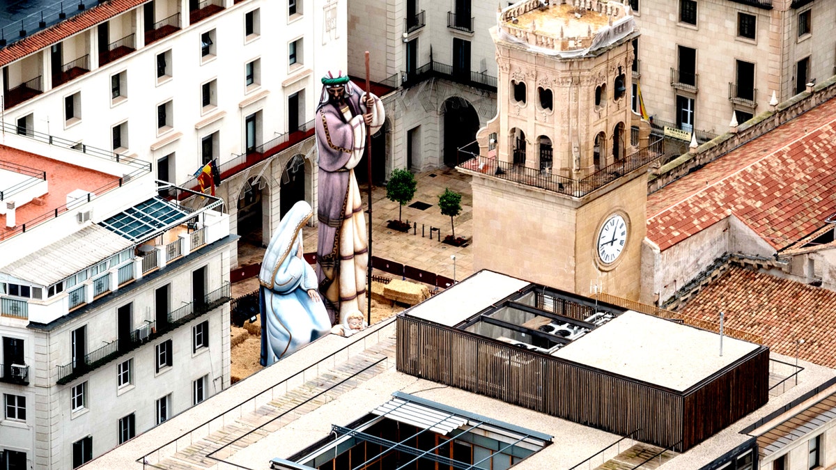 Jesus figure towers over town square in world’s largest nativity scene in Alicante, Spain