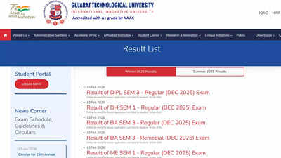 GTU Result 2026: December results declared for DIPL, DH, BA, ME, and MAM semesters at gtu.ac.in; check here