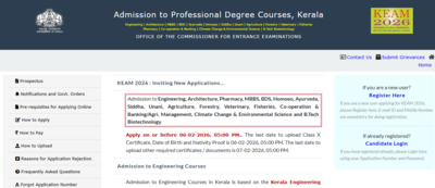 KEAM 2026 registration ends on February 6: Apply before deadline, check required documents here