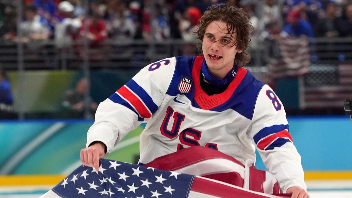 Team USA’s Jack Hughes gives patriotic message after winning Olympic gold