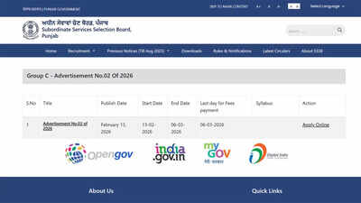 PSSSB Clerk Recruitment 2026 notification released, online application begins at sssb.punjab.gov.in