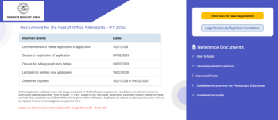 RBI Office Attendant recruitment 2026: Application for 572 posts ends on February 4, check how to apply and exam pattern