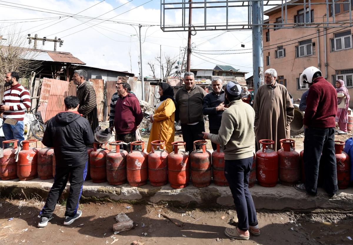 The Hindu collection of images of the LPG crisis: War lights a kitchen fire