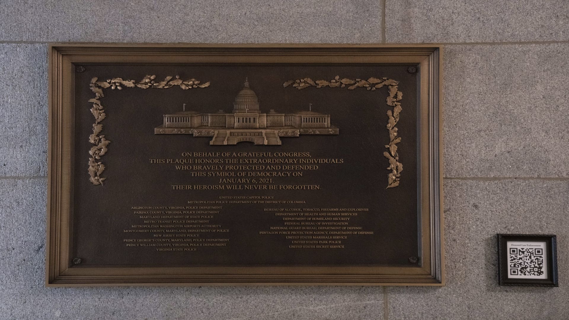 Jan. 6 plaque honoring police officers quietly installed at the Capitol after 3-year delay