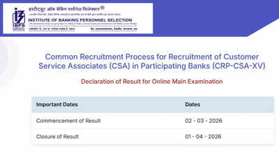 IBPS Clerk Mains result 2026 declared for 15,684 Customer Service Associate posts at ibps.in; download here |