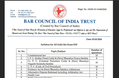 AIBE 21 syllabus 2026 released: Check detailed syllabus and exam pattern here