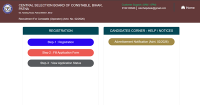 CSBC Bihar Police Constable registration 2026 underway for over 300 vacancies: Check direct link to apply here