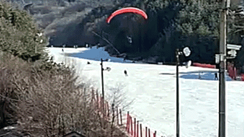 Paraglider makes emergency landing at South Korea ski resort after 2 hours