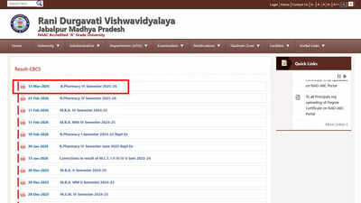 Rdvv Result 2026: RDVV B. Pharmacy VI semester result 2026 out at rdunijbpin.org; download PDF here