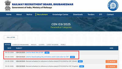 RRB CEN 03/2025 paramedical city intimation slip out, admit card soon, take mock test here