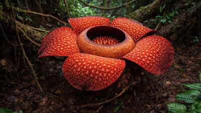 The world’s largest flower hides in rainforest vines and smells like rotting flesh |
