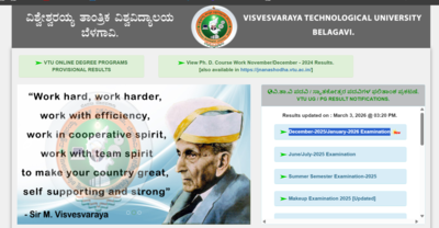 VTU result for December/ January exam 2026 released: Direct link to download scorecards here