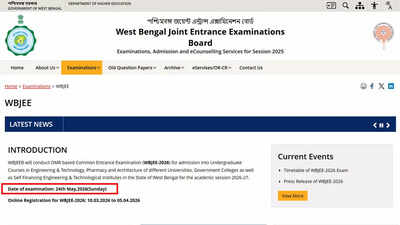 WBJEE 2026 notification released; examination scheduled for May 24