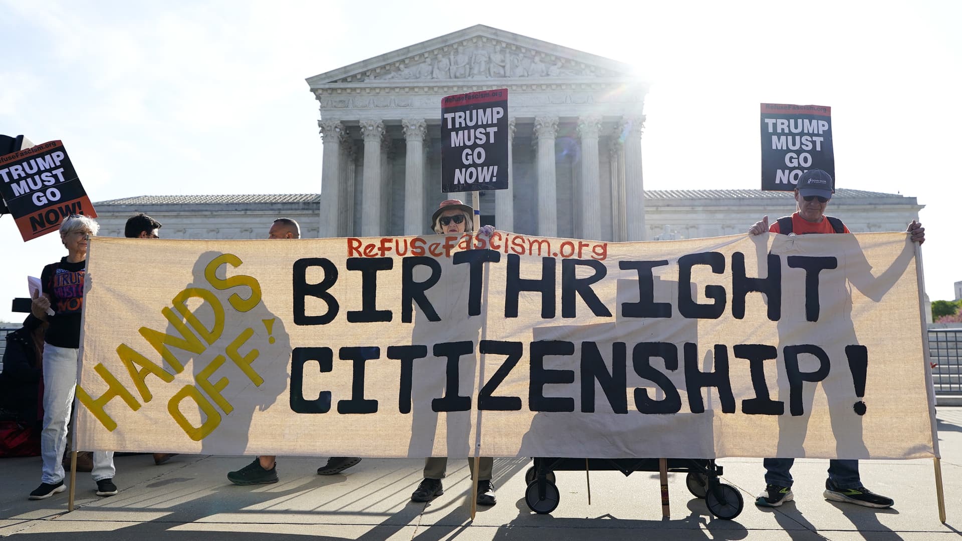 Supreme Court hears birthright citizenship case, Trump in room