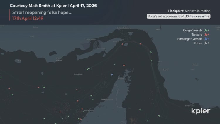 Video shows ships turning away from the Strait of Hormuz despite Iran declaring it open