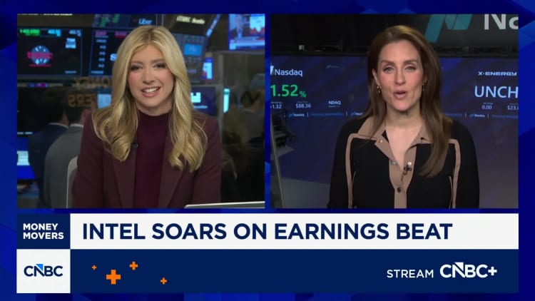 Intel stock soars more than 20% as chipmaker shows signs of turnaround