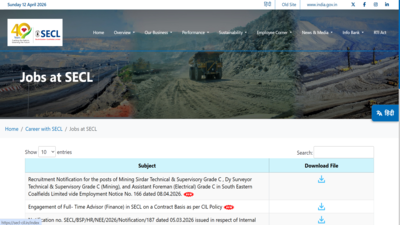 SECL recruitment 2026: Notification released for 1,055 vacancies; registration begins on this date