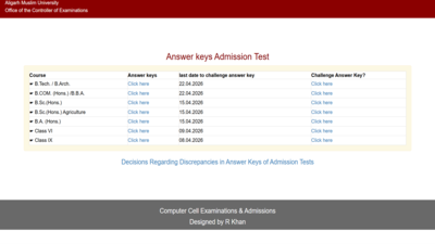 AMUEEE 2026 answer key released at amucontrollerexams.com: Check direct link, steps to raise objections here