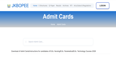 JKBOPEE CET admit card 2026 released at jkbopee.gov.in: Direct link to download hall tickets here