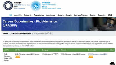 NCCS Ph.D. admissions 2026 begin under BRIC, DBT, CSIR, UGC, and BINC fellowships; apply here