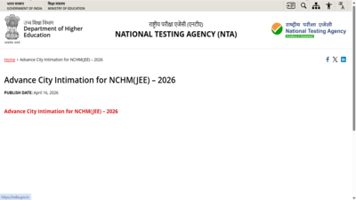 NTA NCHM JEE 2026 exam city intimation slip released at exams.nta.nic.in; admit card soon: Direct link to download here