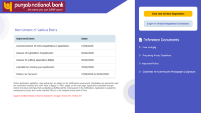 PNB recruitment 2026: Registration window opens for Officer posts; check eligibility, selection process and direct link