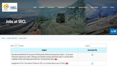SECL Recruitment 2026: 1,055 vacancies announced for Mining Sirdar, Foreman and Surveyor posts, apply April 15 onwards