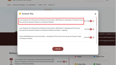 SSC JE Tier 2 answer key, response sheet 2026 released at ssc.gov.in: Check direct link and objection details here