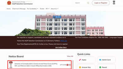 SSC GD 2026 schedule for CAPFs and Assam Rifles GD examination released; candidates to select preferred exam weeks