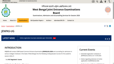 WBJEEB JENPAS UG 2026 registration deadline extended till April 18; direct link to apply here
