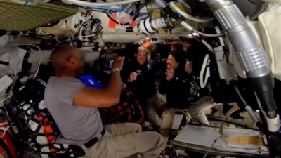 Where are the astronauts living inside the Orion spacecraft on their mission to the Moon |